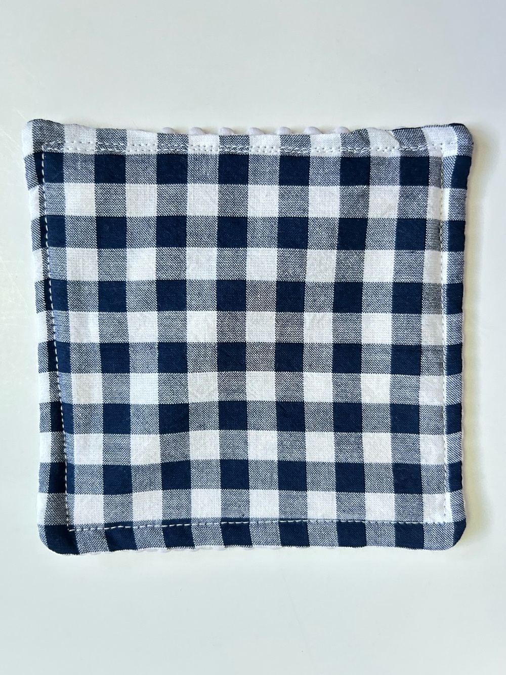Hand Crafted Navy Blue Gingham Non Slip Jar Gripper Opens Hard to Turn Jars
